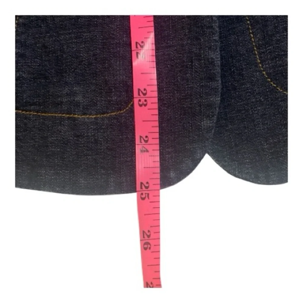 Dark Wash Long Sleeve Tailored‎ Blue Denim Jean Jacket Blazer Size 6